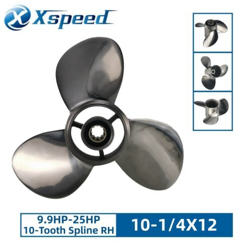 Mercury 10-1/4x12 Stainless Steel Propeller Replacement 3 Blade 10 Tooth RH 3" Gearcase 9.9-25HP Outboard Propeller