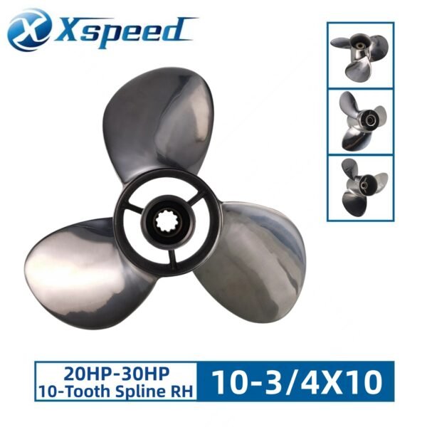 Suzuki 10-3/4x10 Stainless Steel Propeller Replacement 3 Blade 10 Tooth RH 3" Gearcase 20-30HP Outboard Propeller