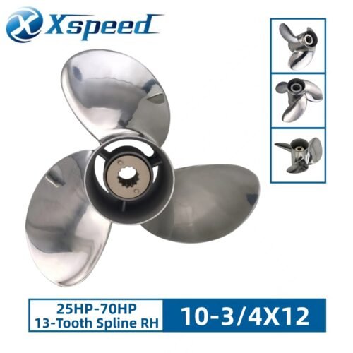 Mercury 10-3/4x12 Stainless Steel Propeller Replacement 3 Blade 13 Tooth RH 3-1/4" Gearcase 25-70HP Outboard Propeller