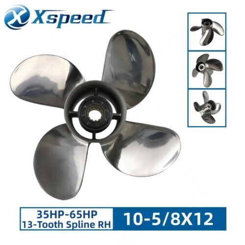Suzuki 10-5/8x12 Stainless Steel Propeller Replacement 4 Blade 13 Tooth RH 3-1/4" Gearcase 35-65HP Outboard Propeller