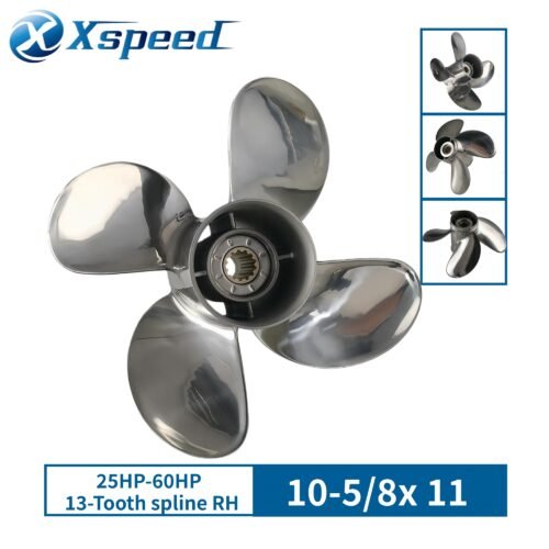 Yamaha 10-5/8 x 11 Outboard Propeller Stainless Steel 4 Blade 25-60HP 13 Tooth RH