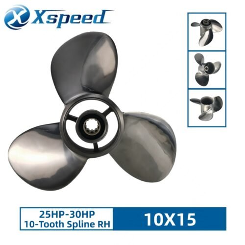 Mercury 10x15 Stainless Steel Propeller Replacement 3 Blade 10 Tooth RH 3" Gearcase 25-30HP for Japan Origin Tohatsu Outboard Propeller