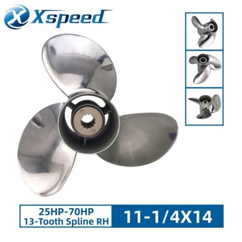 Mercury 11-1/4x14 Stainless Steel Propeller Replacement 3 Blade 13 Tooth RH 3-1/4" Gearcase 25-70HP Outboard Propeller