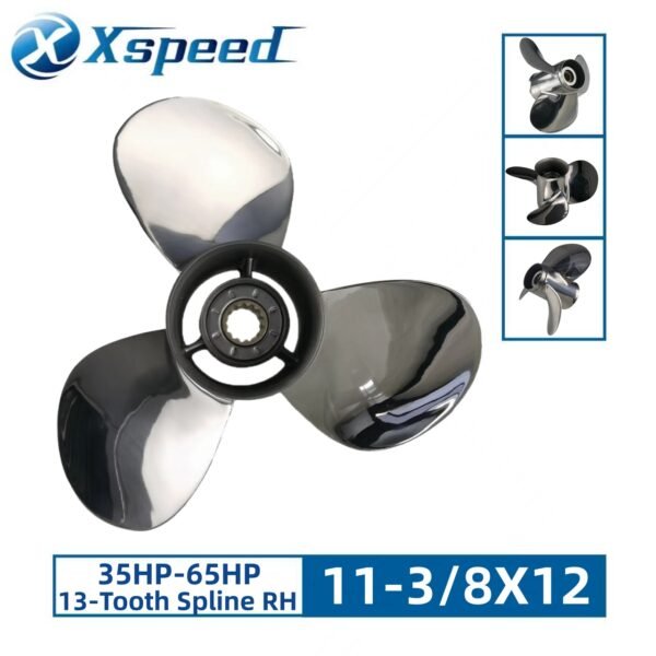 Suzuki 11-3/8x12 Stainless Steel Propeller Replacement 3 Blade 13 Tooth RH 3-1/4" Gearcase 35-65HP Outboard Propeller 990C0-00501-12P