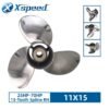 Mercury 11x15 Stainless Steel Propeller Replacement 3 Blade 13 Tooth RH 3-1/4" Gearcase 25-70HP Outboard Propeller