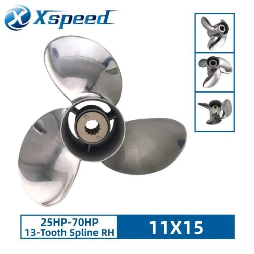 Mercury 11x15 Stainless Steel Propeller Replacement 3 Blade 13 Tooth RH 3-1/4" Gearcase 25-70HP Outboard Propeller
