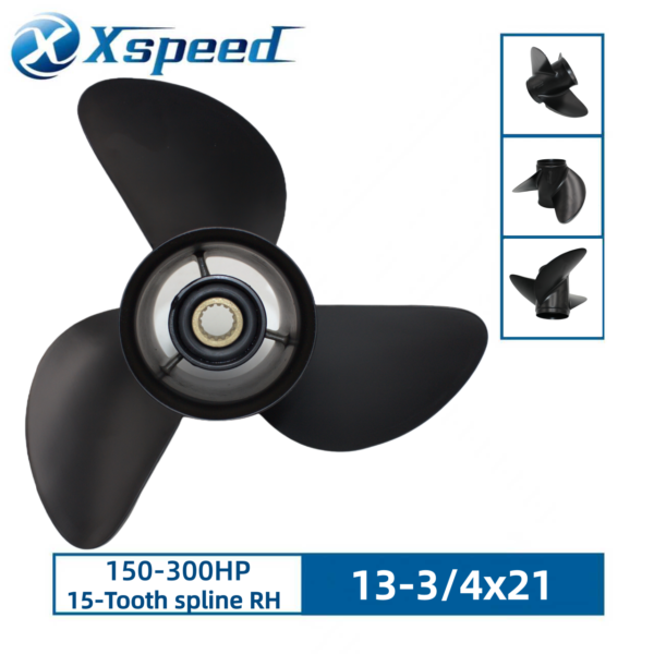 Yamaha 13-3/4x21-M Stainless Steel Propeller Replacement 3 Blade 15 Tooth RH 4-3/4" Gearcase 150-300HP Outboard Propeller 6G5-45972-02-98