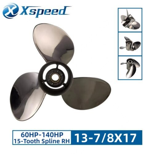 Suzuki 13-7/8x17 Stainless Steel Propeller Replacement 3 Blade 15 Tooth RH 4-1/4" Gearcase 60-140HP Outboard Propeller