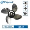 Mercury 13x17 Stainless Steel Propeller Replacement 4 Blade 15 Tooth RH 4-1/4" Gearcase 40-140HP Outboard Propeller 48-8M0055549