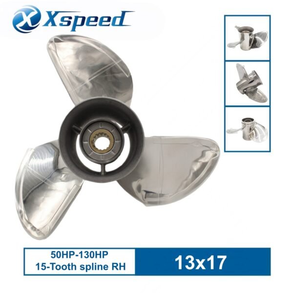 Yamaha 13x17-K Stainless Steel Propeller Replacement 3 Blade 15 Tooth RH 4-1/4" Gearcase 50-130HP Outboard Propeller