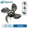 Mercury 13x19 Stainless Steel Propeller Replacement 4 Blade 15 Tooth LH 4-1/4" Gearcase 40-140HP Outboard Propeller