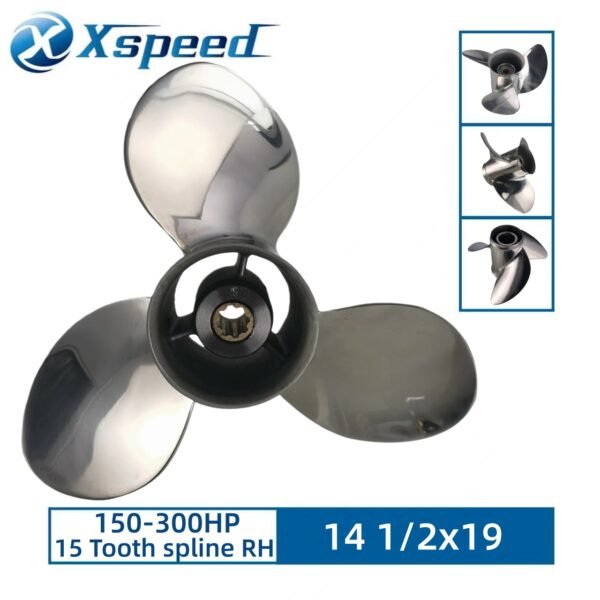 Yamaha 14-1/2x19-M Stainless Steel Propeller Replacement 3 Blade 15 Tooth RH 4-3/4" Gearcase 150-300HP Outboard Propeller