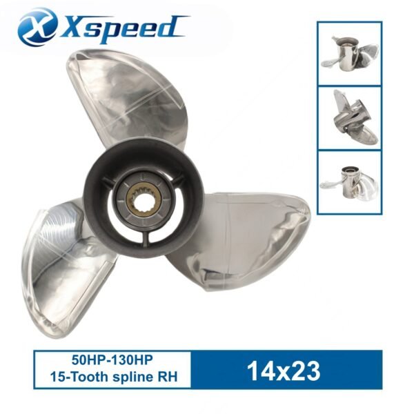 Yamaha 14x23-K Stainless Steel Propeller Replacement 3 Blade 15 Tooth RH 4-1/4" Gearcase 50-130HP Outboard Propeller