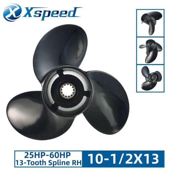 Yamaha 10-1/2x13 Aluminum Propeller Replacement 3 Blade 13 Tooth RH 3-1/2" Gearcase 25-60HP Outboard Propeller