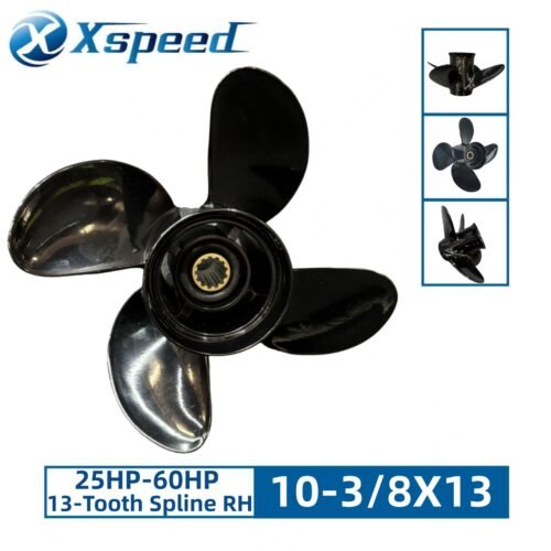 Yamaha 10-3/8x13 Aluminum Propeller Replacement 4 Blade 13 Tooth RH 3-1/2" Gearcase 25-60HP Outboard Propeller
