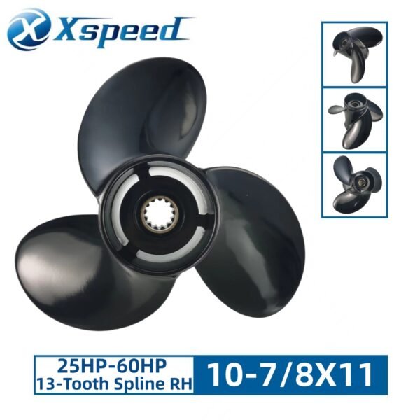 Yamaha 10-7/8x11 Aluminum Propeller Replacement 3 Blade 13 Tooth RH 3-1/2" Gearcase 25-60HP Outboard Propeller