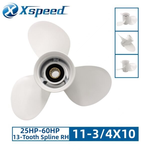 Yamaha 11-3/4x10 Aluminum Propeller Replacement 3 Blade 13 Tooth RH 3-1/2" Gearcase 25-60HP Outboard Propeller 663-45954-01-EL