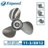 Johnson 11-3/8x12 Stainless Steel Propeller Replacement 3 Blade 13 Tooth RH 3-1/4" Gearcase 40 50HP Outboard Propeller