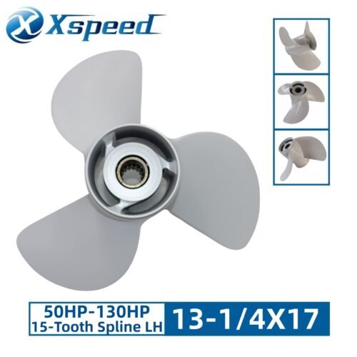 13 1-4X17 LH Yamaha 13-1/4x17 Aluminum Propeller Replacement 3 Blade 15 Tooth LH 4-1/4" Gearcase 50-130HP Outboard Propeller