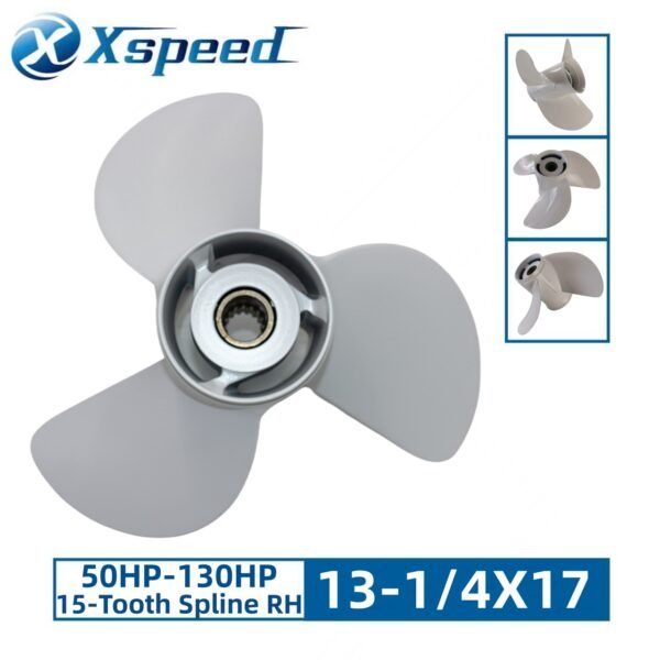 Yamaha 13-1/4x17 Aluminum Propeller Replacement 3 Blade 15 Tooth RH 4-1/4" Gearcase 50-130HP Outboard Propeller 6E5-45945-01-EL