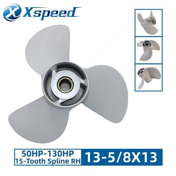 Yamaha 13-5/8x13 Aluminum Propeller Replacement 3 Blade 15 Tooth RH 4-1/4" Gearcase 50-130HP Outboard Propeller 6E5-45949-00-EL