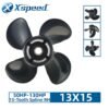 Yamaha 13x15 Aluminum Propeller Replacement 4 Blade 15 Tooth RH 4-1/4" Gearcase 50-130HP Outboard Propeller