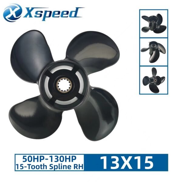Yamaha 13x15 Aluminum Propeller Replacement 4 Blade 15 Tooth RH 4-1/4" Gearcase 50-130HP Outboard Propeller
