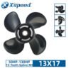 Yamaha 13x17 Aluminum Propeller Replacement 4 Blade 15 Tooth RH 4-1/4" Gearcase 50-130HP Outboard Propeller