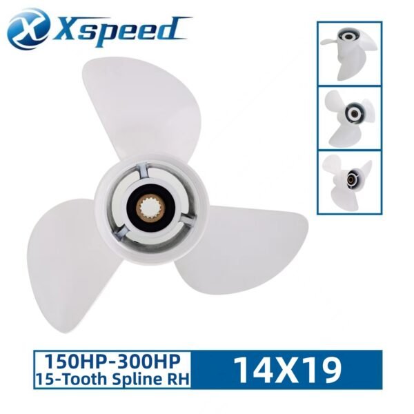 Yamaha 14x19 Aluminum Propeller Replacement 3 Blade 15 Tooth RH 4-3/4" Gearcase 150-300HP Outboard Propeller