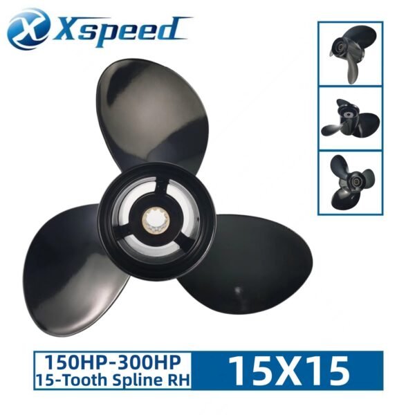 Yamaha 15x15 Aluminum Propeller Replacement 3 Blade 15 Tooth RH 4-3/4" Gearcase 150-300HP Outboard Propeller