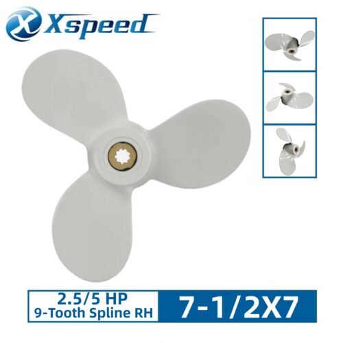 7 1-2x7 Yamaha 7-1/2x7 Aluminum Propeller Replacement 3 Blade 9 Tooth RH 2.5/5 HP Outboard Propeller 6E0-45943-01-EL