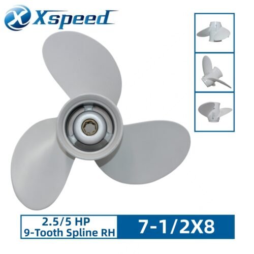 Yamaha 7-1/2x8 Aluminum Propeller Replacement 3 Blade 9 Tooth RH 2.5/5 HP Outboard Propeller 6E0-45941-01-EL