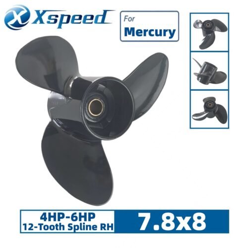 Mercury 7.8x8 Aluminum Propeller Replacement 3 Blade 12 Tooth RH 4-6HP Outboard Propeller OEM 48-812950A02