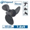 Mercury 7.8x9 Aluminum Propeller Replacement 3 Blade 12 Tooth RH 4-6HP Outboard Propeller OEM 48-8M0081145