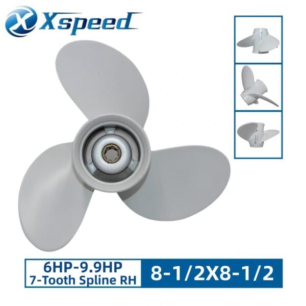 Yamaha 8-1/2x8-1/2 Aluminum Propeller Replacement 3 Blade 7 Tooth RH 6-9.9HP Outboard Propeller 6G1-45941-00-EL