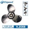 Johnson 9.25x8 Stainless Steel Propeller Replacement 3 Blade 10 Tooth RH 2-1/2" Gearcase 9.9-15HP Outboard Propeller