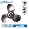Johnson 9.25x9 Stainless Steel Propeller Replacement 3 Blade 10 Tooth RH 2-1/2" Gearcase 9.9-15HP Outboard Propeller