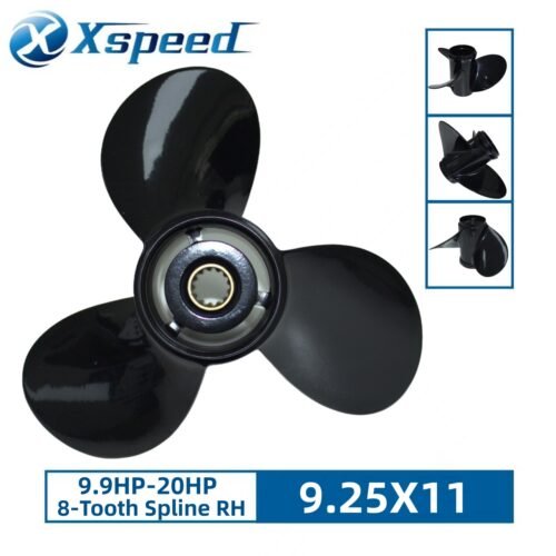 Yamaha 9.25x11 Aluminum Propeller Replacement 3 Blade 8 Tooth RH 2-1/2" Gearcase 9.9-20HP Outboard Propeller