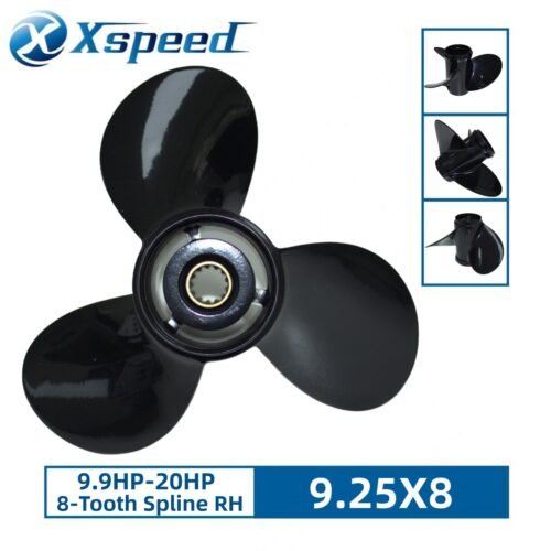 Yamaha 9.25x8 Aluminum Propeller Replacement 3 Blade 8 Tooth RH 2-1/2" Gearcase 9.9-20HP Outboard Propeller