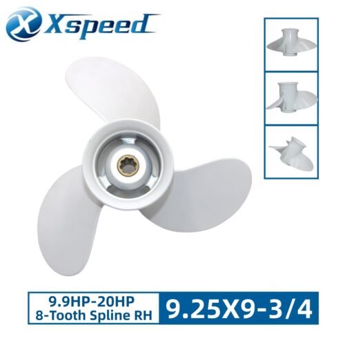 Yamaha 9.25x9-3/4 Aluminum Propeller Replacement 3 Blade 8 Tooth RH 2-1/2" Gearcase 9.9-20HP Outboard Propeller 683-45952-00-EL