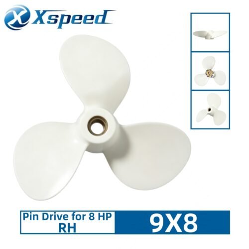 9X8 Yamaha 9x8 Aluminum Propeller Replacement 3 Blade RH Pin Drive for 8HP Outboard Propeller