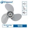 Yamaha 9x8 Aluminum Propeller Replacement 3 Blade RH Pin Drive for 8HP Outboard Propeller