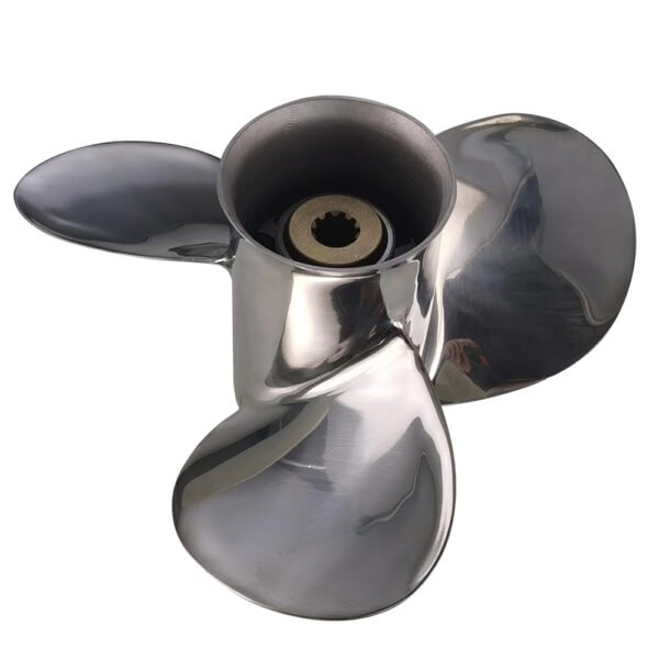 Johnson 9.25x12 Stainless Steel Propeller Replacement 3 Blade 10 Tooth RH 2-1/2" Gearcase 9.9-15HP Outboard Propeller