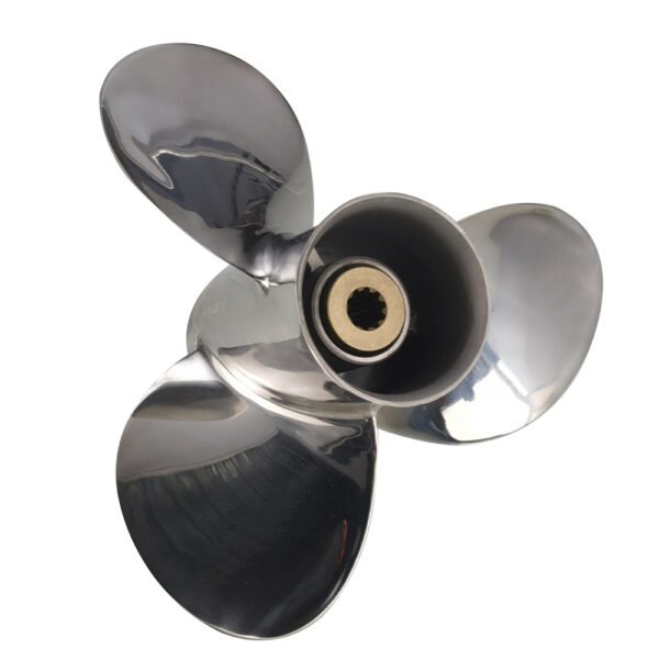 Johnson 9.25x12 Stainless Steel Propeller Replacement 3 Blade 10 Tooth RH 2-1/2" Gearcase 9.9-15HP Outboard Propeller