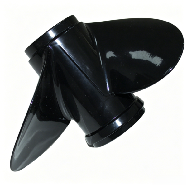 Johnson 12-3/4x21 Aluminum Propeller 3-Blade 13-Tooth RH 4-1/4" Gearcase 40-140HP - Side view