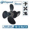 Mercury 10-3/8x13 Aluminum Propeller Replacement 4 Blade 13 Tooth RH 3-1/4" Gearcase 25-70HP Outboard Propeller OEM 48-8M8026630