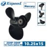Mercury 10.25x15 Aluminum Propeller Replacement 3 Blade 10 Tooth RH 3" Gearcase 25-30HP Outboard Propeller