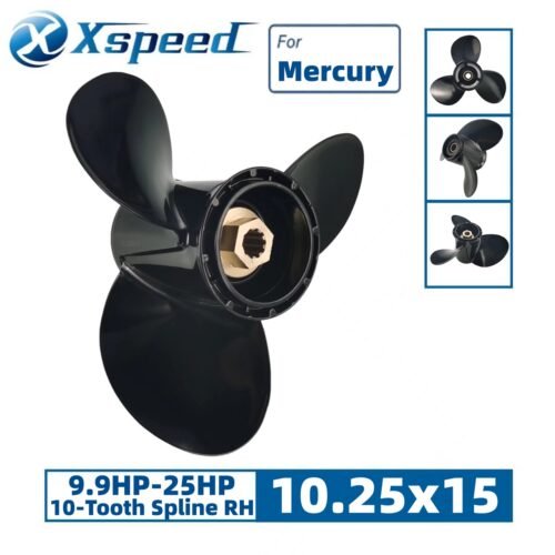 10.25x15 Mercury 10.25x15 Aluminum Propeller Replacement 3 Blade 10 Tooth RH 3" Gearcase 9.9-25HP Outboard Propeller