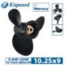 Mercury 10.25x9 Aluminum Propeller Replacement 3 Blade 10 Tooth RH 3" Gearcase 9.9-25HP Outboard Propeller OEM 48-19636A40