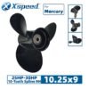 Mercury 10.25x9 Aluminum Propeller Replacement 3 Blade 10 Tooth RH 3" Gearcase 25-30HP Outboard Propeller